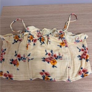 American eagle summer floral yellow crop top